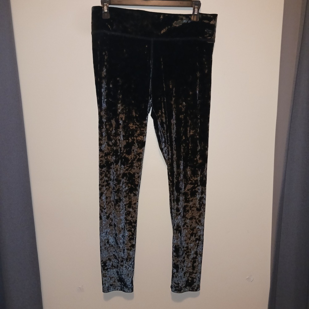 Y2K PINK Victoria's Secret Ultimate Black Crushed shimmer Velvet Leggings L